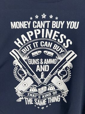 Guns & Ammo Men’s Long Sleeve T-shirt XL Blue White Jersey Material NWT
